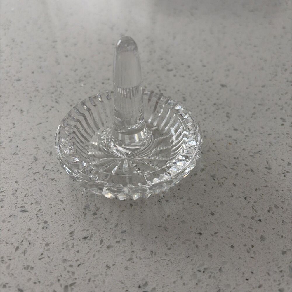 Vintage Flawless Waterford Crystal Lismore Round Ring Holder Signed 3"x 3"